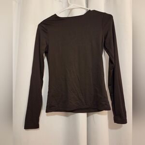 Tahari Dark Brown Long Sleeve Top